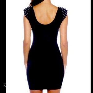 Wet Seal vintage black body con scoop back studded shoulder dress LBD